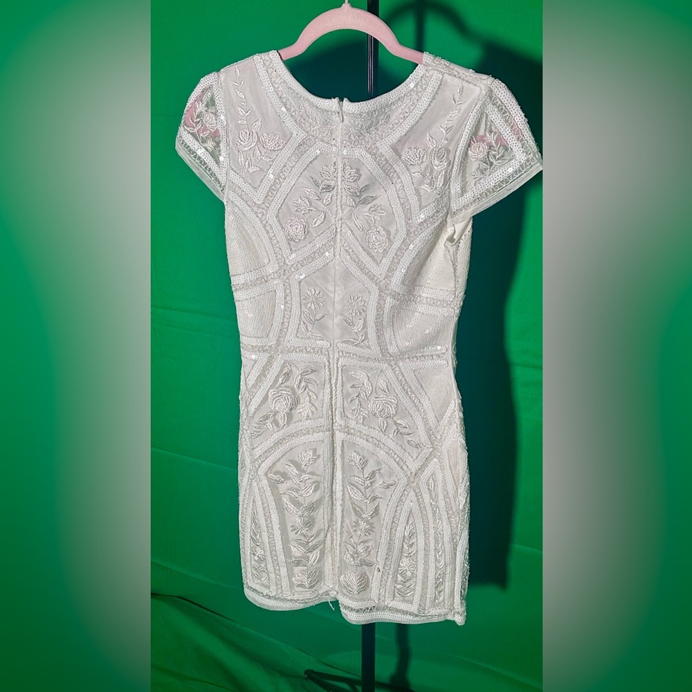 Lulu's White Beaded Mini Dress